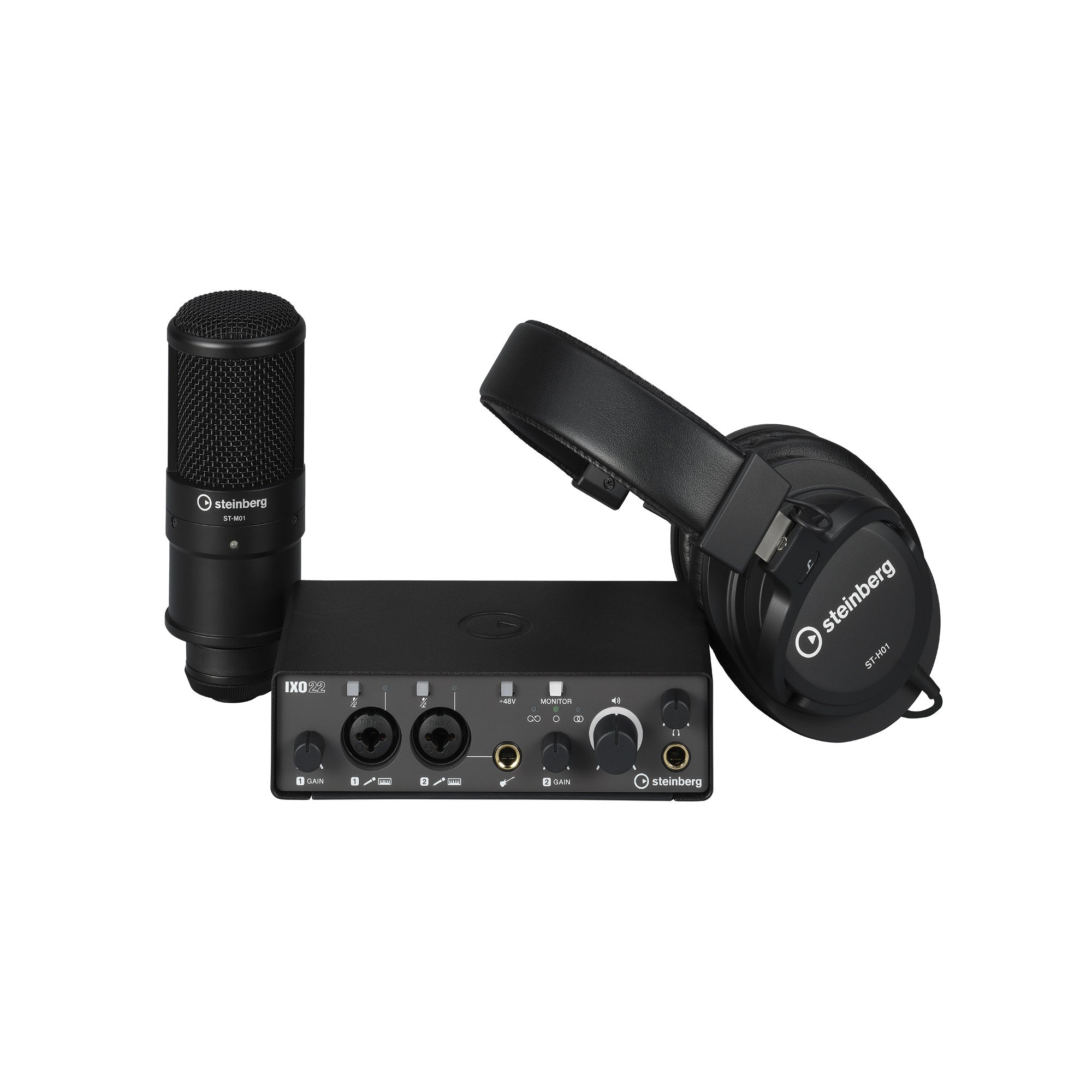Steinberg IXO22 USB Audio Interface Recording Pack, Black with Mic & Headphones