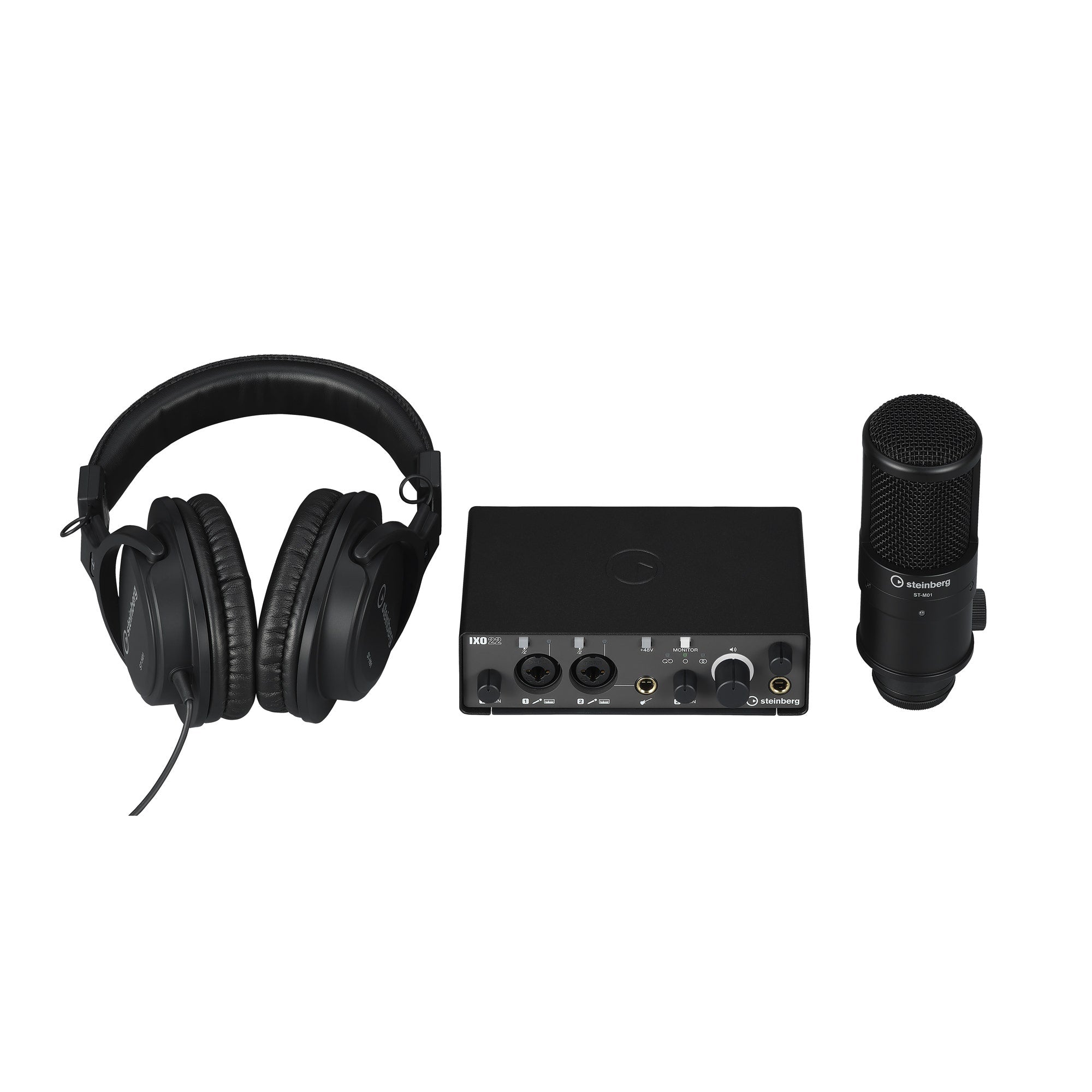 Steinberg IXO22 USB Audio Interface Recording Pack, Black with Mic & Headphones