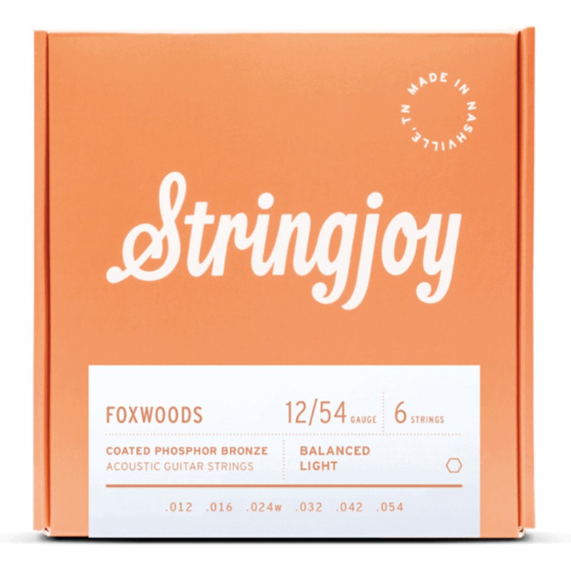 Stringjoy Foxwoods FW1254 Coated Phosphor Bronze Acoustic Guitar Strings, Light 12-54