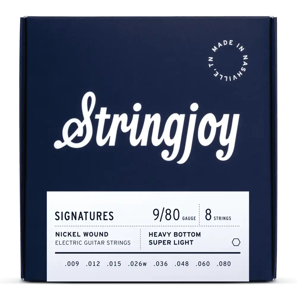 Stringjoy Signatures Nickel-Wound Electric Guitar Strings, 8-String Heavy Bottom Super Light 9-80