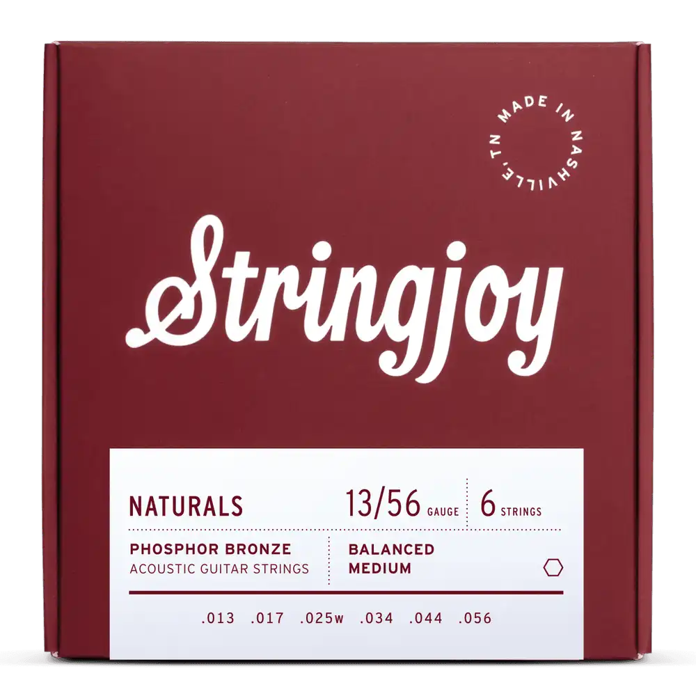 Stringjoy Naturals Phosphor Bronze Acoustic Guitar Strings, Medium 13-56
