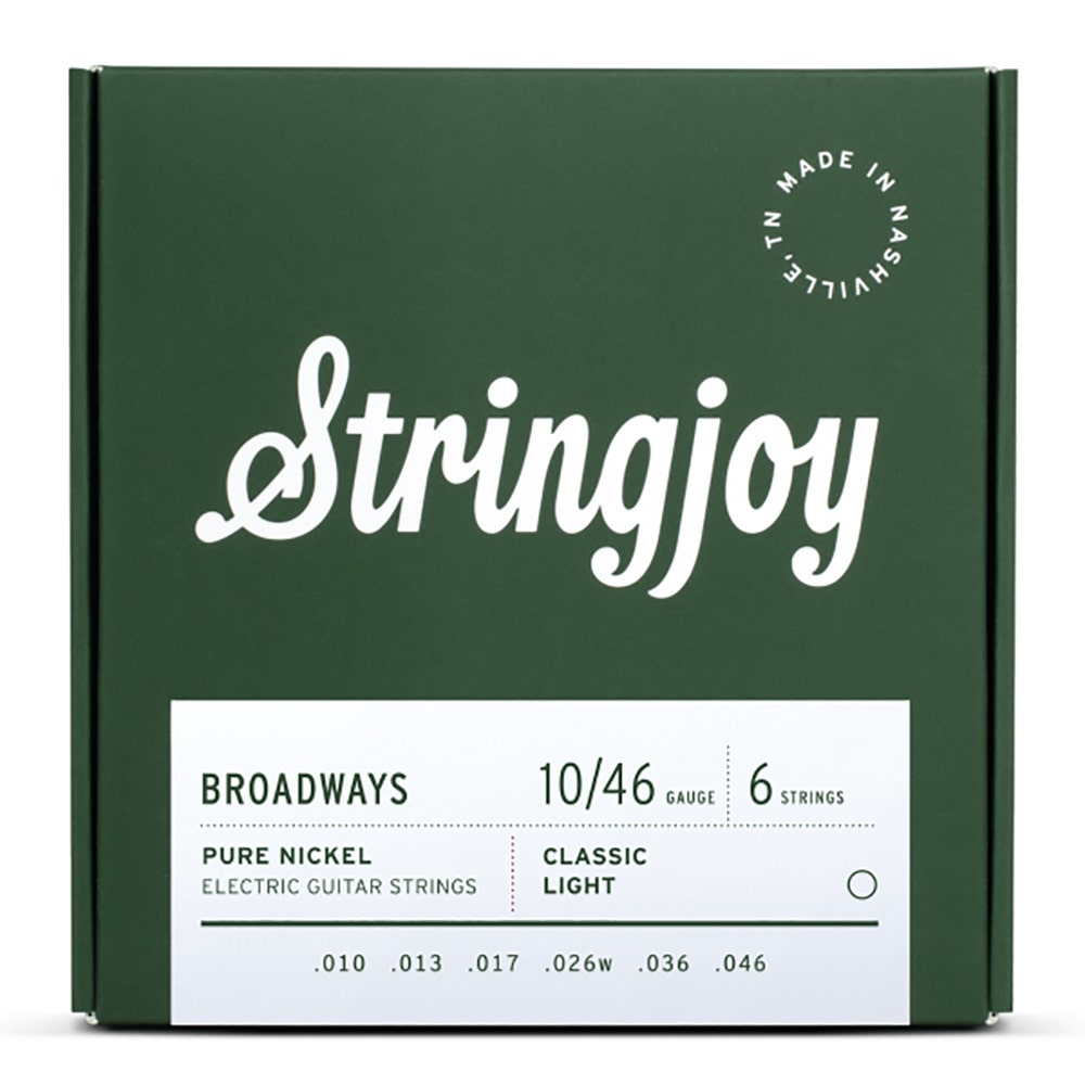 Stringjoy Broadways SJ-BR1046 Pure Nickel Electric Guitar Strings, Classic Light 10-46