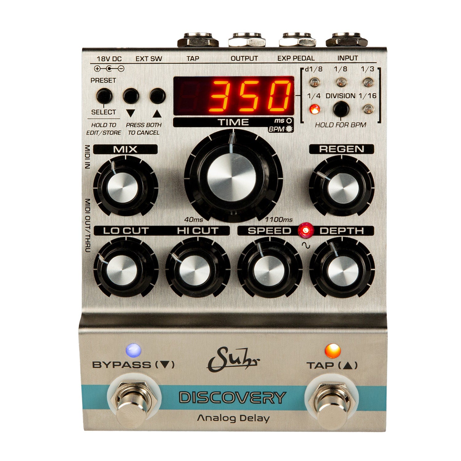 Suhr 03-DAD-0001 Discovery 18-Volt Analog Delay Pedal w/ 127 Programmable Presets