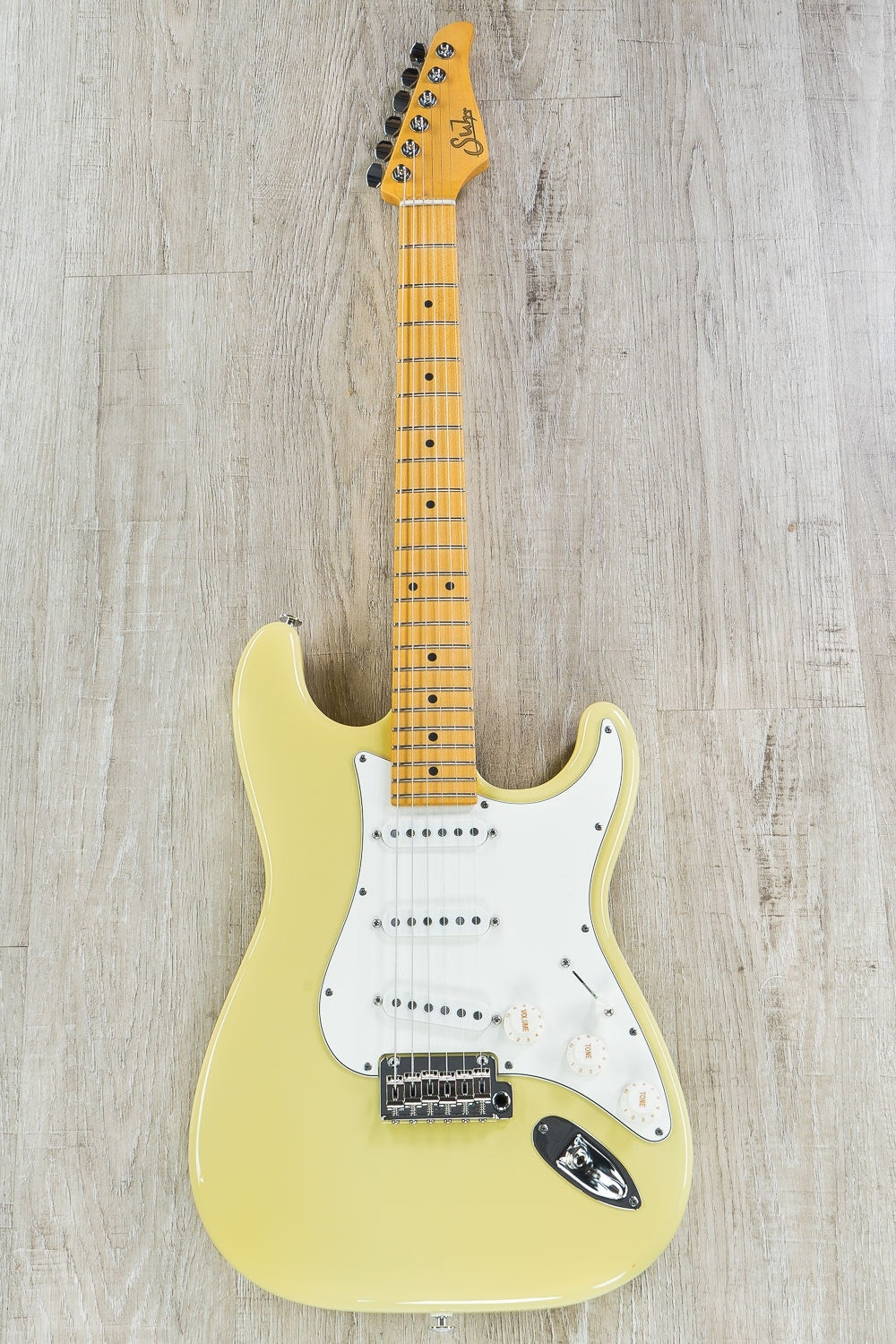 Suhr Classic S SSS Electric Guitar, Maple Fingerboard, SSCII, Deluxe Gig Bag - Vintage Yellow