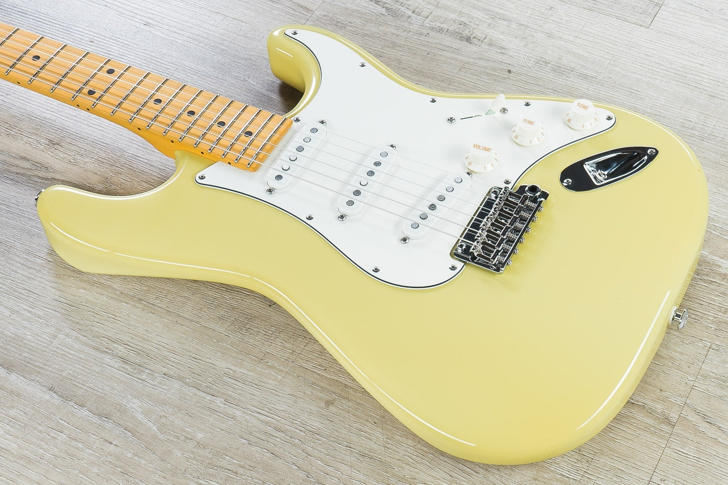 Suhr Classic S SSS Electric Guitar, Maple Fingerboard, SSCII, Deluxe Gig Bag - Vintage Yellow