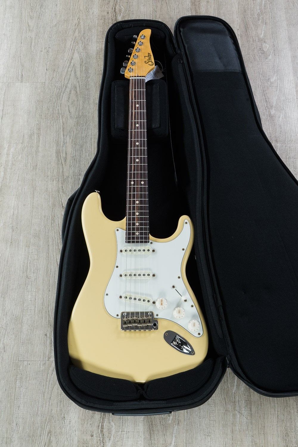 Suhr Classic S Antique SSS Electric Guitar, Indian Rosewood Fingerboard, SSCII, Deluxe Gig Bag - Vintage Yellow