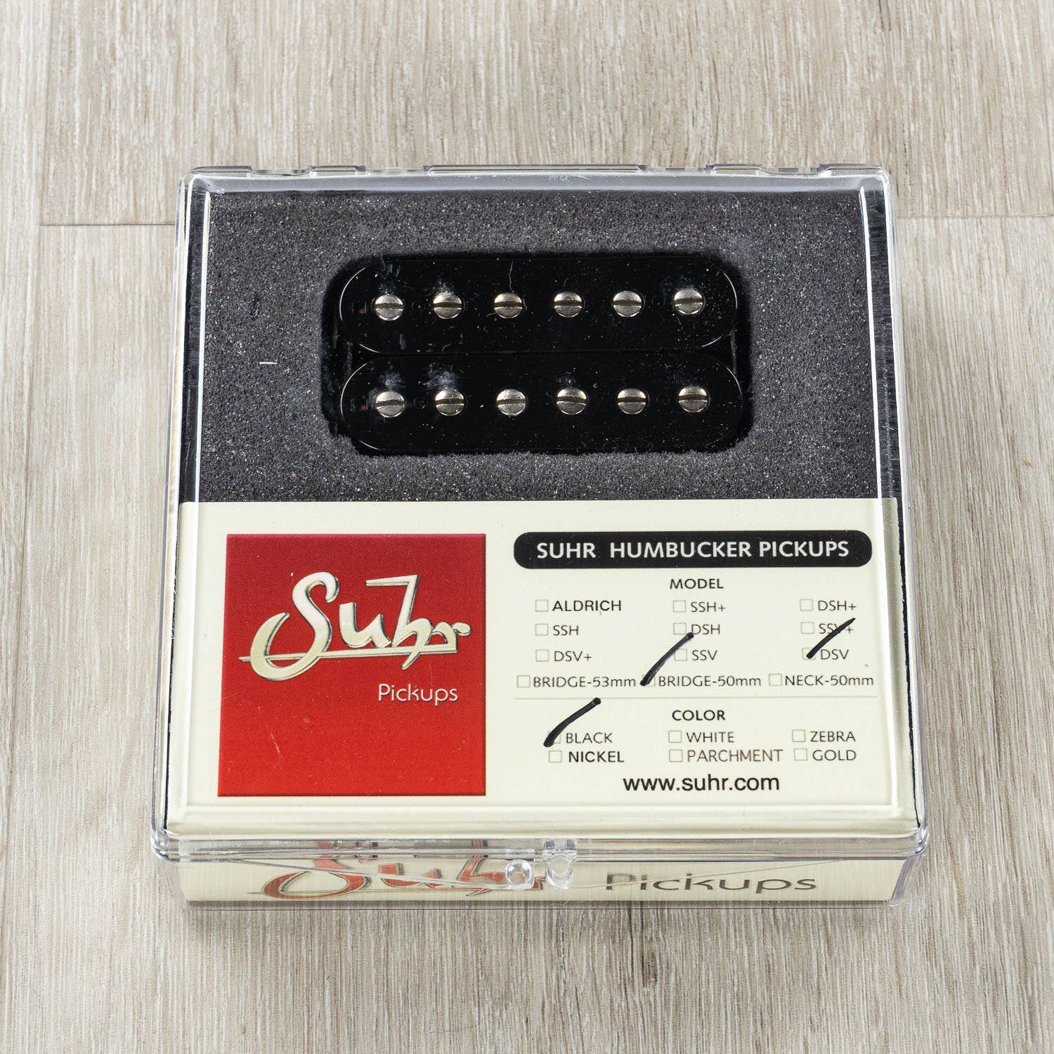 Suhr DSV Humbucker Guitar Pickup, 50mm Standard Spaced, Bridge Postion, Black