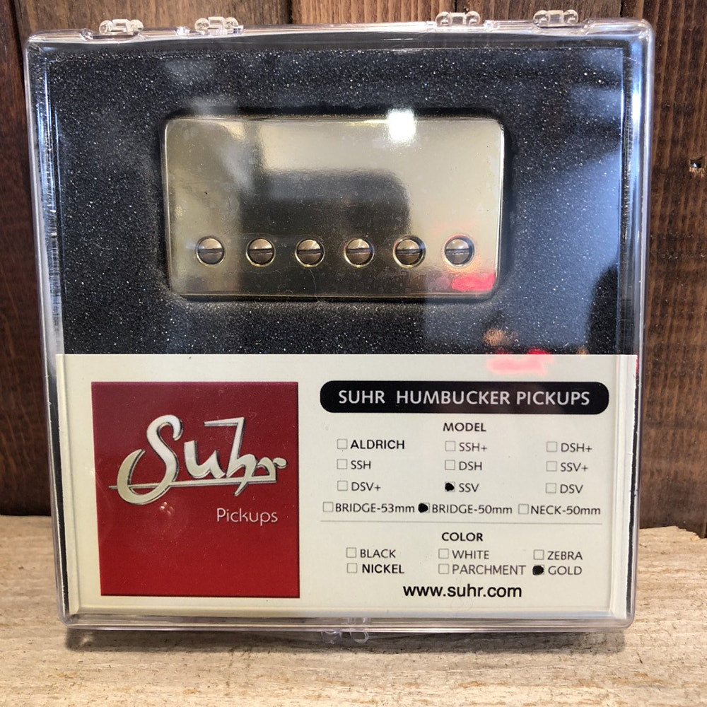 Suhr SSV Humbucker Guitar Pickup, Bridge Position, 50mm Spacing, Gold Cover