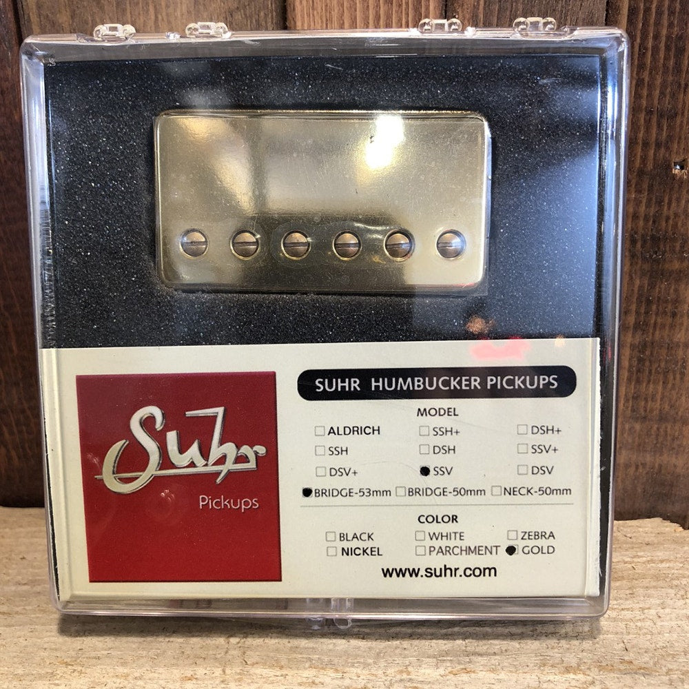 Suhr SSV Humbucker Guitar Pickup, Bridge Position, 53mm Spacing, Gold Cover