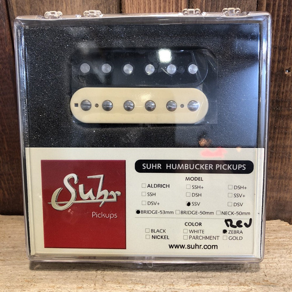 Suhr SSV Humbucker Guitar Pickup, Bridge Position, 53mm Spacing, Reverse Zebra