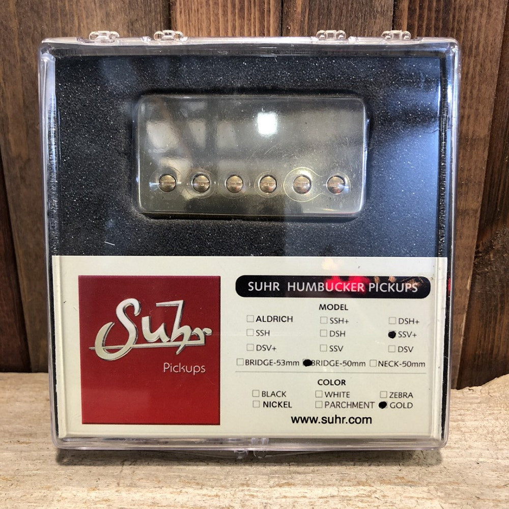 Suhr SSV+ Humbucker Guitar Pickup, Bridge Position, 50mm Spacing, Gold Cover