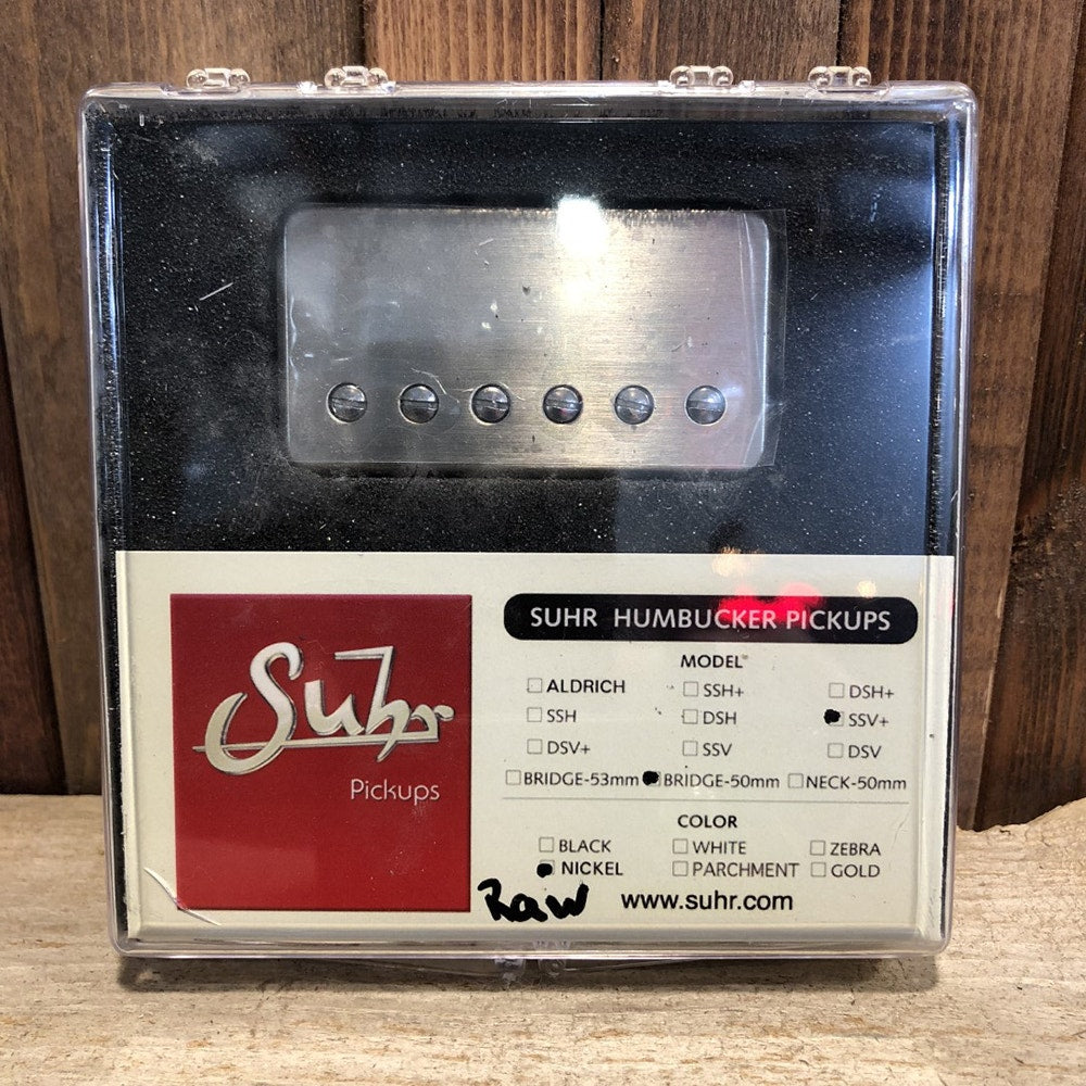 Suhr SSV+ Humbucker Guitar Pickup, Bridge Position, 50mm Spacing, Raw Nickel Cover