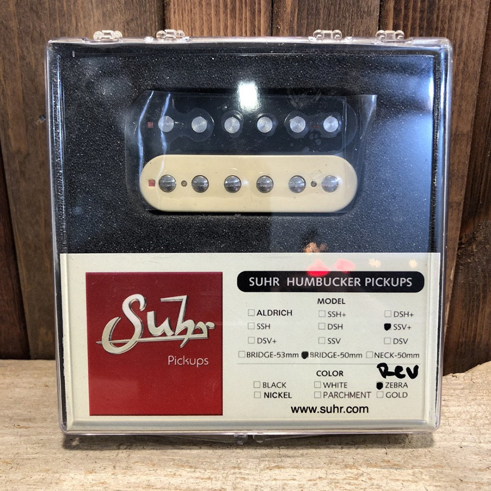 Suhr SSV+ Humbucker Guitar Pickup, Bridge Position, 50mm Spacing, Reverse Zebra