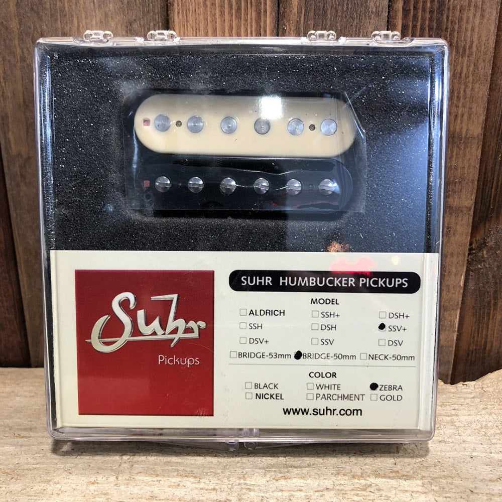 Suhr SSV+ Humbucker Guitar Pickup, Bridge Position, 50mm Spacing, Zebra