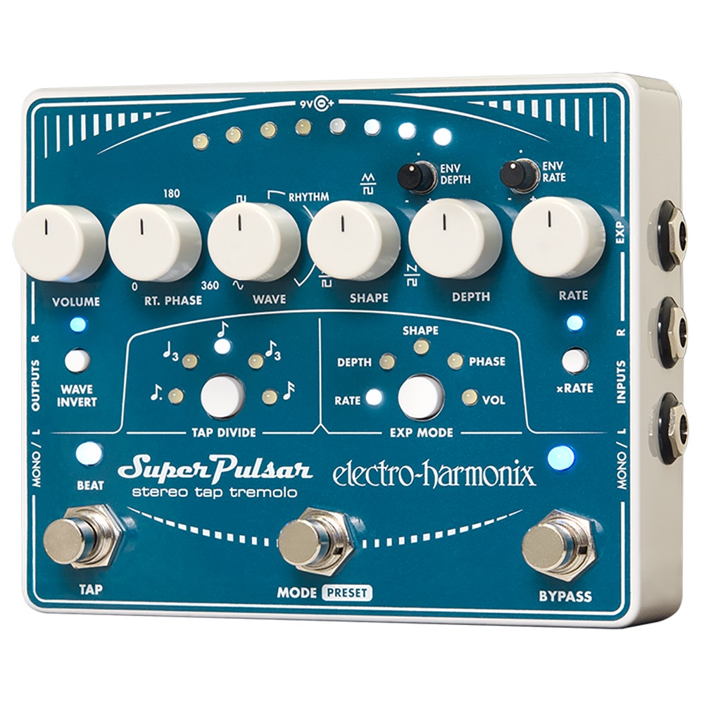 Electro-Harmonix Super Pulsar Stereo Tap Tremolo Guitar Effects Pedal