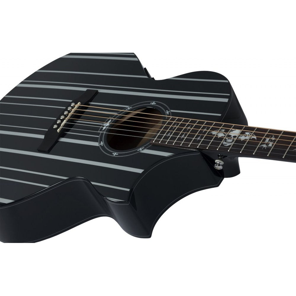 Schecter SYN AC GA SC Synyster Gates Signature Acoustic-Electric Guitar - Gloss Black with Silver Pinstripes