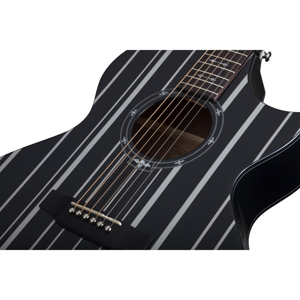Schecter SYN AC GA SC Synyster Gates Signature Acoustic-Electric Guitar - Gloss Black with Silver Pinstripes