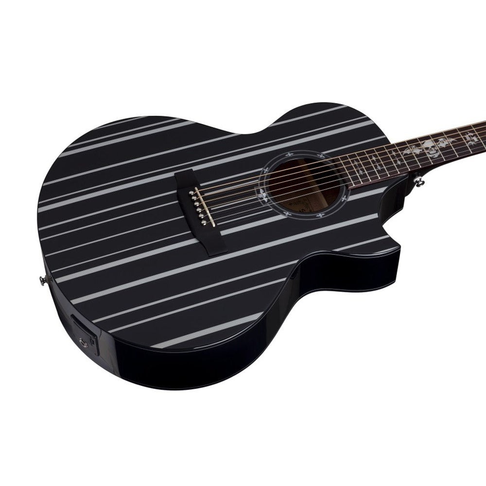 Schecter SYN AC GA SC Synyster Gates Signature Acoustic-Electric Guitar - Gloss Black with Silver Pinstripes