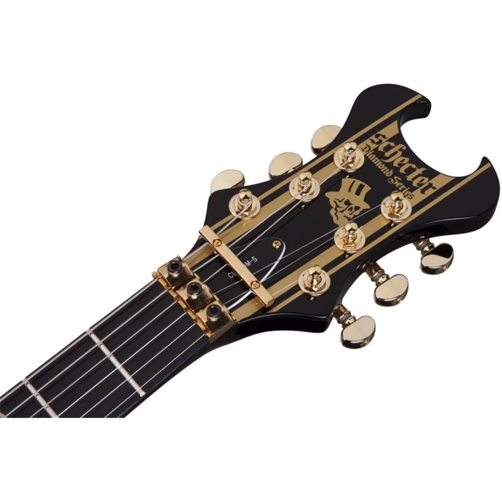 Schecter Synyster Custom-S Synyster Gates Signature Electric Guitar Black and Gold Pinstripe Finish w/ Sustainiac System