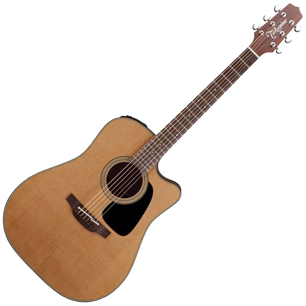 Takamine P1DC Dreadnought Body Acoustic-Electric Guitar in Natural Satin Finish with Hardshell Case