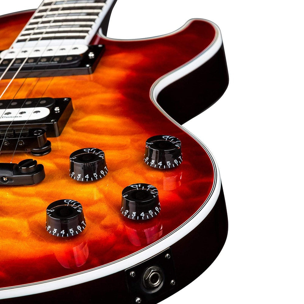 Dean Guitars Thoroughbred Select Quilt Top Electric Guitar, Trans Cherry Suburst