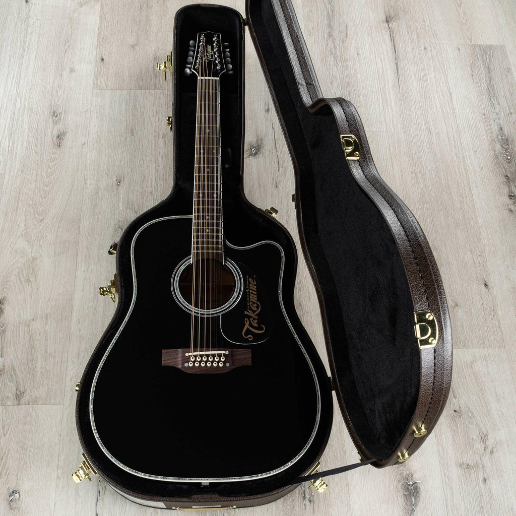 Takamine EF381 DX Acoustic 12-String Electric  Guitar, Rosewood Fretboard, Black