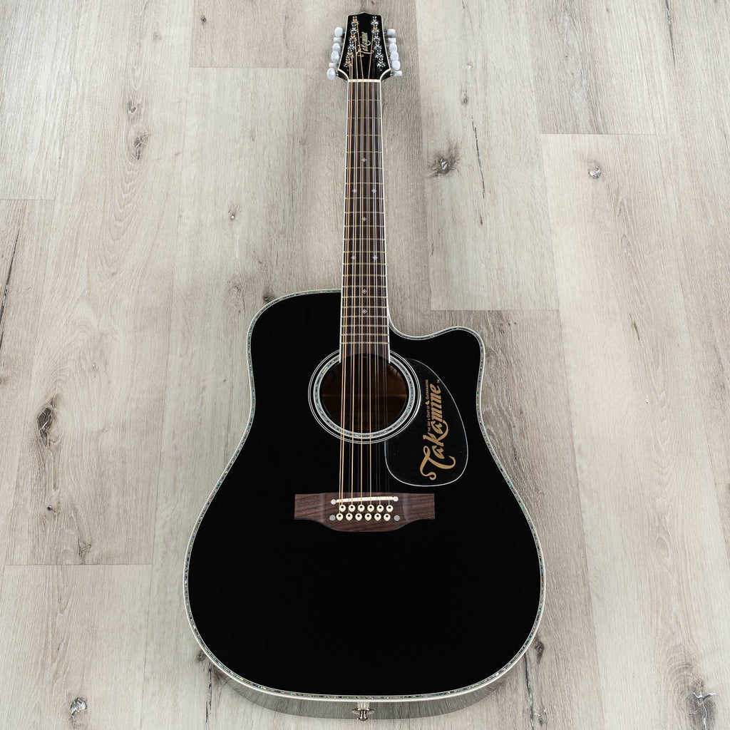 Takamine EF381 DX Acoustic 12-String Electric  Guitar, Rosewood Fretboard, Black