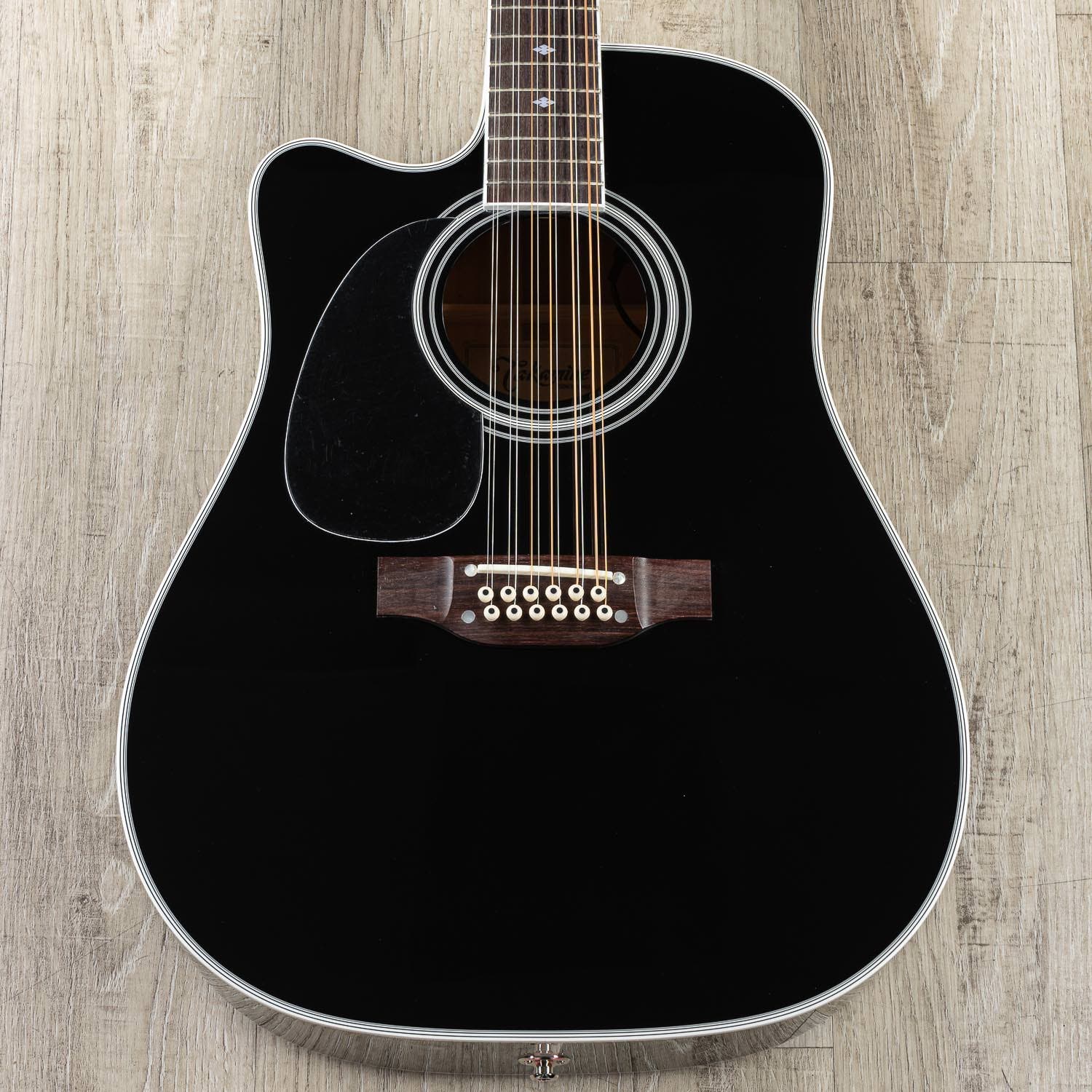 Takamine EF381SC 12-String Dreadnought Left-Handed Acoustic-Electric Guitar with Hard Case, Black (B-STOCK)