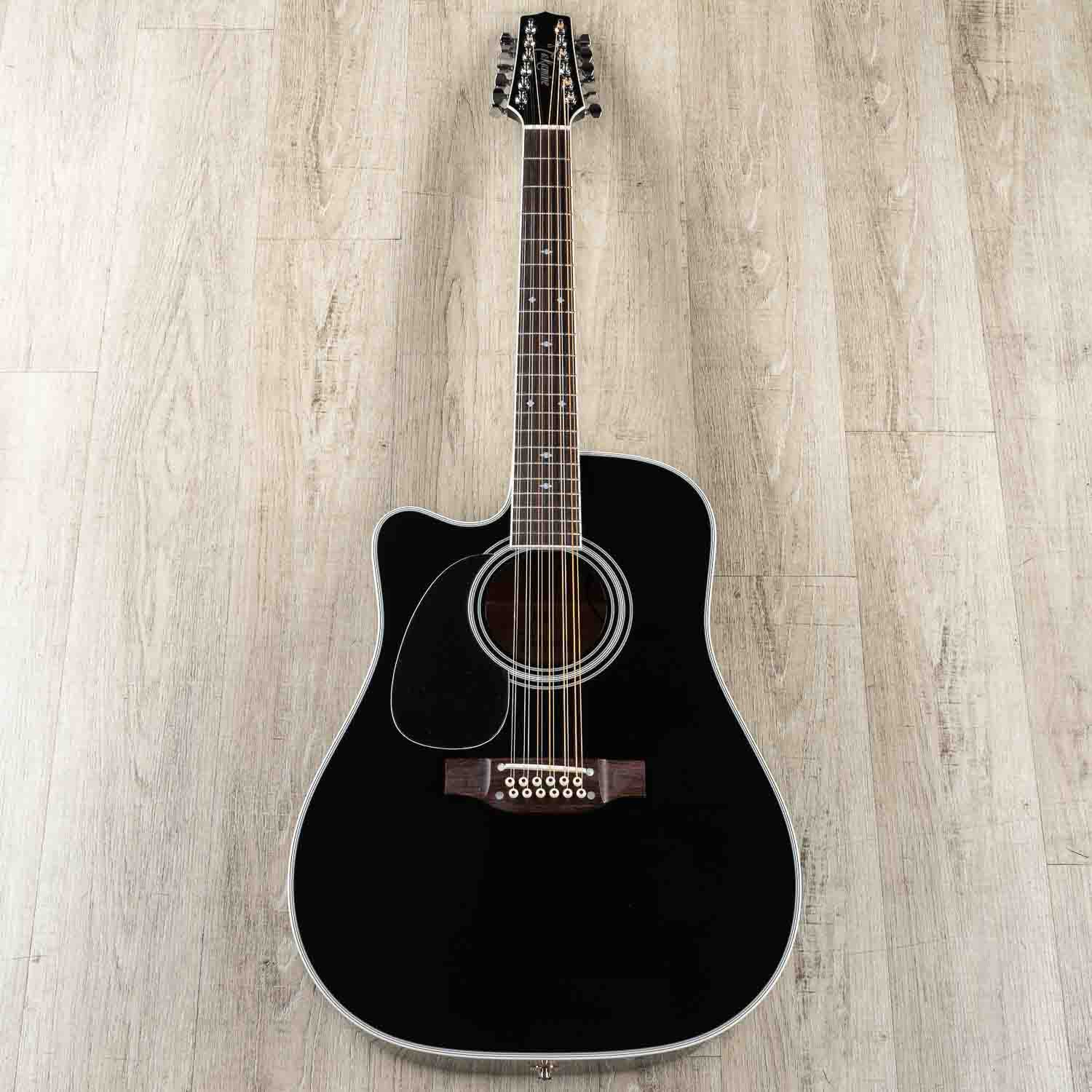 Takamine EF381SC 12-String Dreadnought Left-Handed Acoustic-Electric Guitar with Hard Case, Black (B-STOCK)