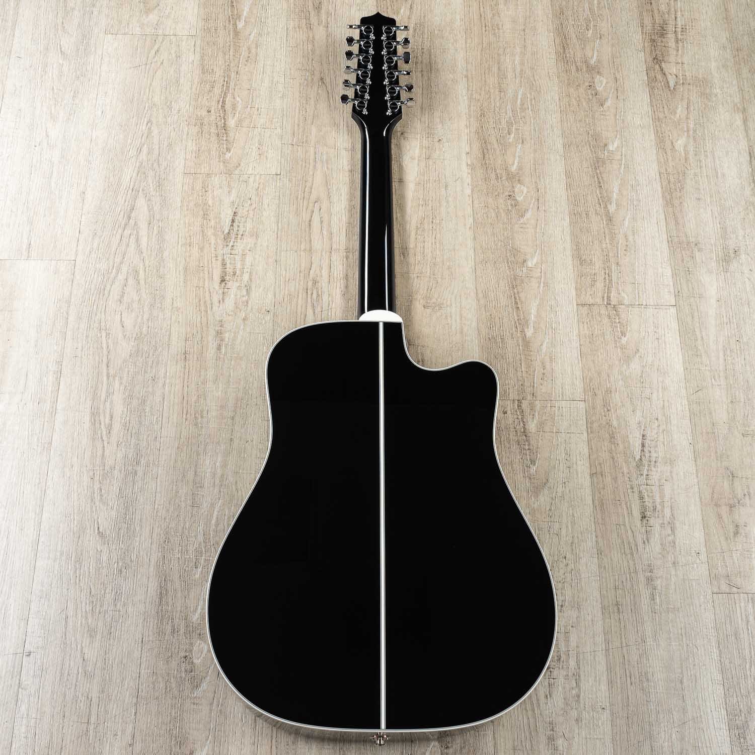 Takamine EF381SC 12-String Dreadnought Left-Handed Acoustic-Electric Guitar with Hard Case, Black (B-STOCK)