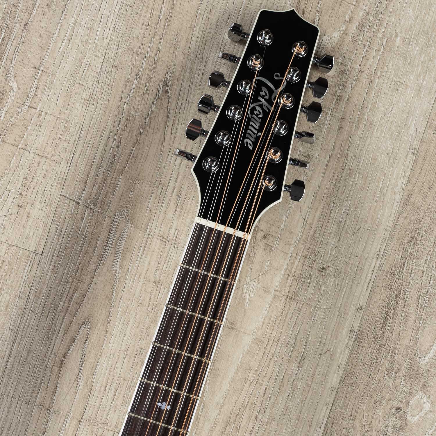Takamine EF381SC 12-String Dreadnought Left-Handed Acoustic-Electric Guitar with Hard Case, Black (B-STOCK)