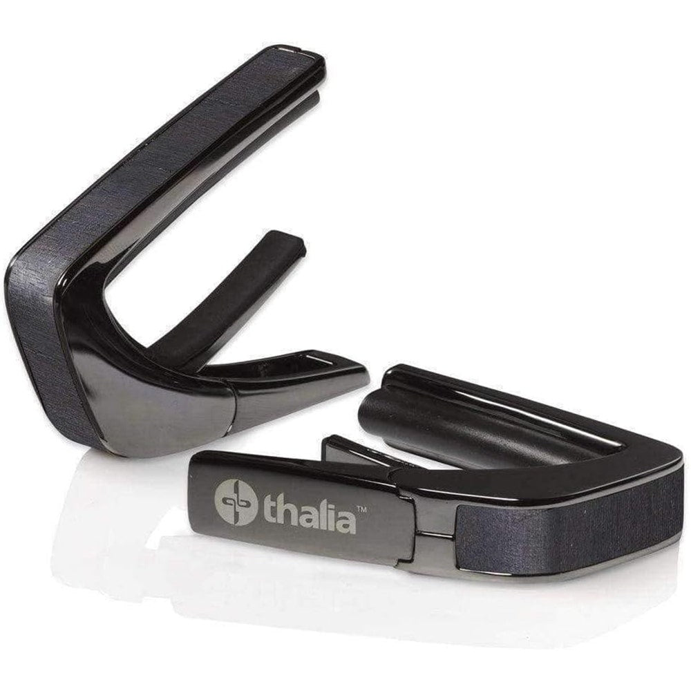 Thalia Exotic Shell Collection Black Chrome Finish Guitar Capo, Ebony Inked Inlay