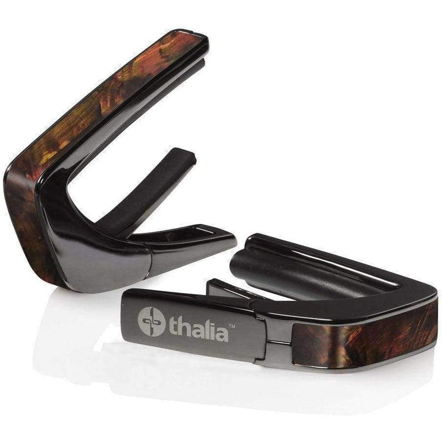 Thalia Premium Series Shell Collection Black Chrome Finish Guitar Capo, Tennessee Whiskey Wing Inlay