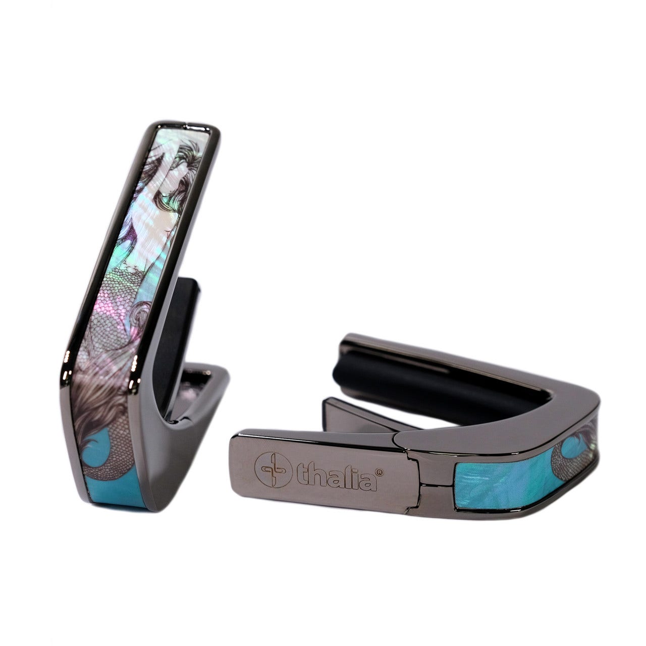 Thalia Deluxe Series Black Chrome Finish Guitar Capo, Mermaid