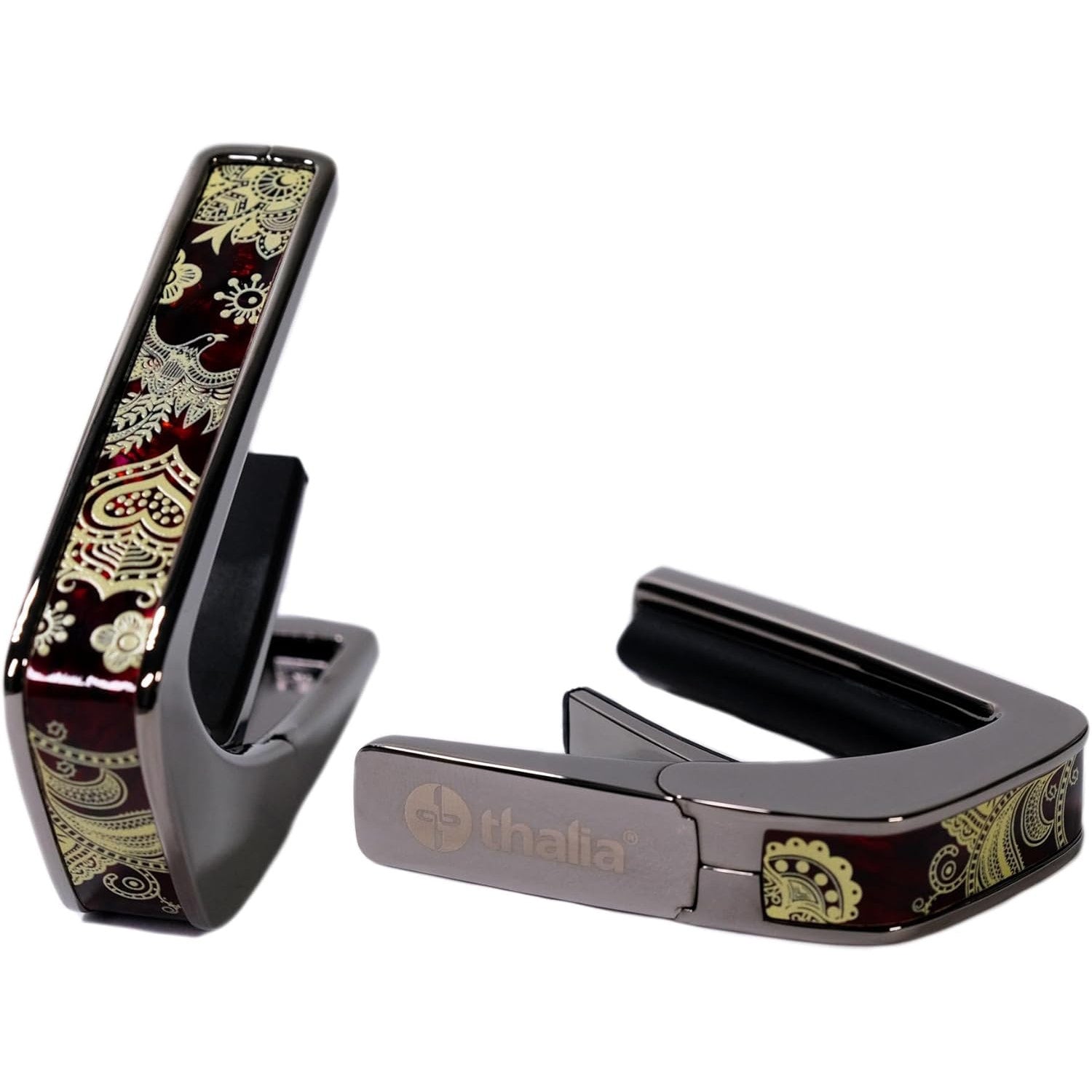 Thalia Deluxe Series Black Chrome Finish Guitar Capo, Crimson Phoenix