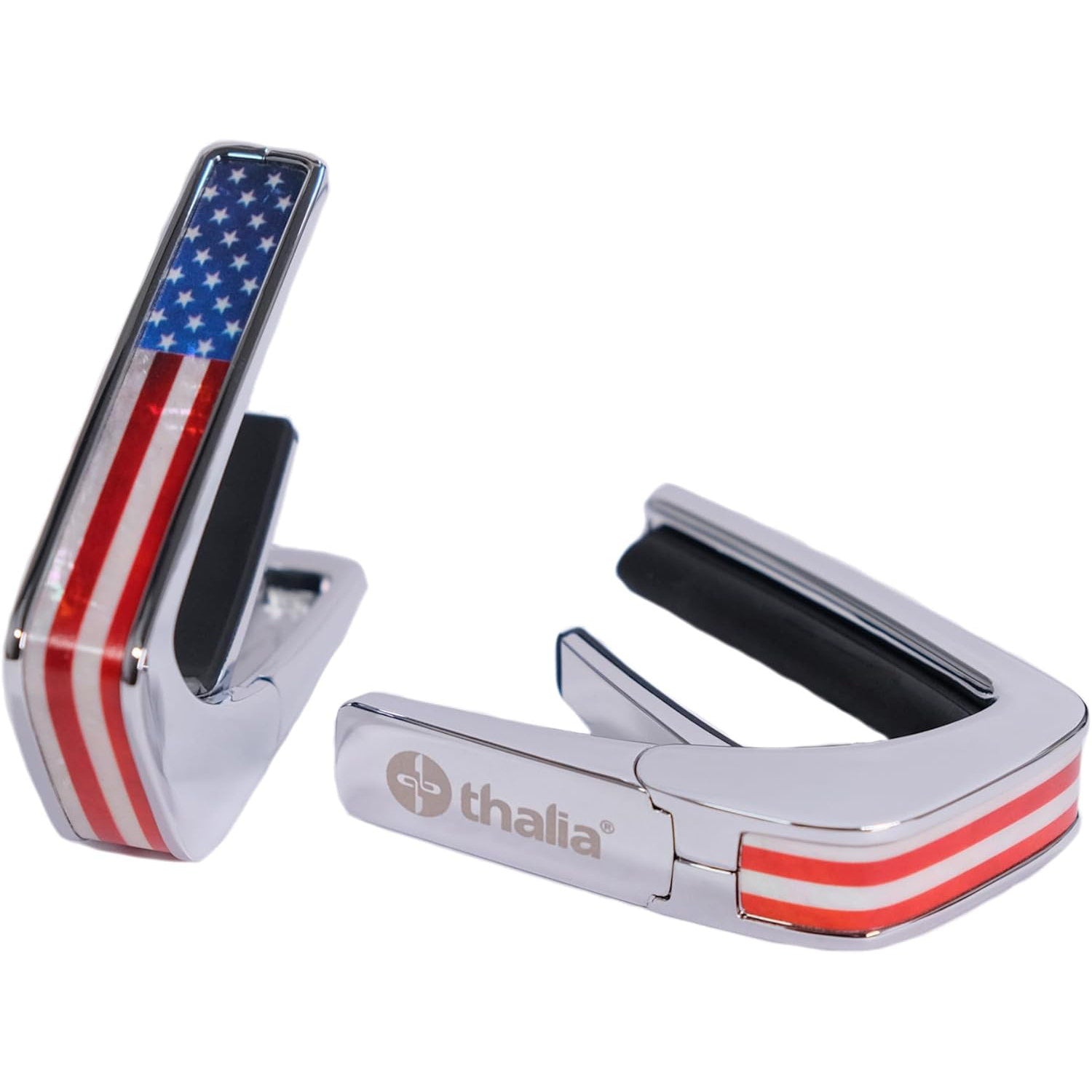 Thalia Deluxe Series Chrome Finish Guitar Capo, Stars & Stripes