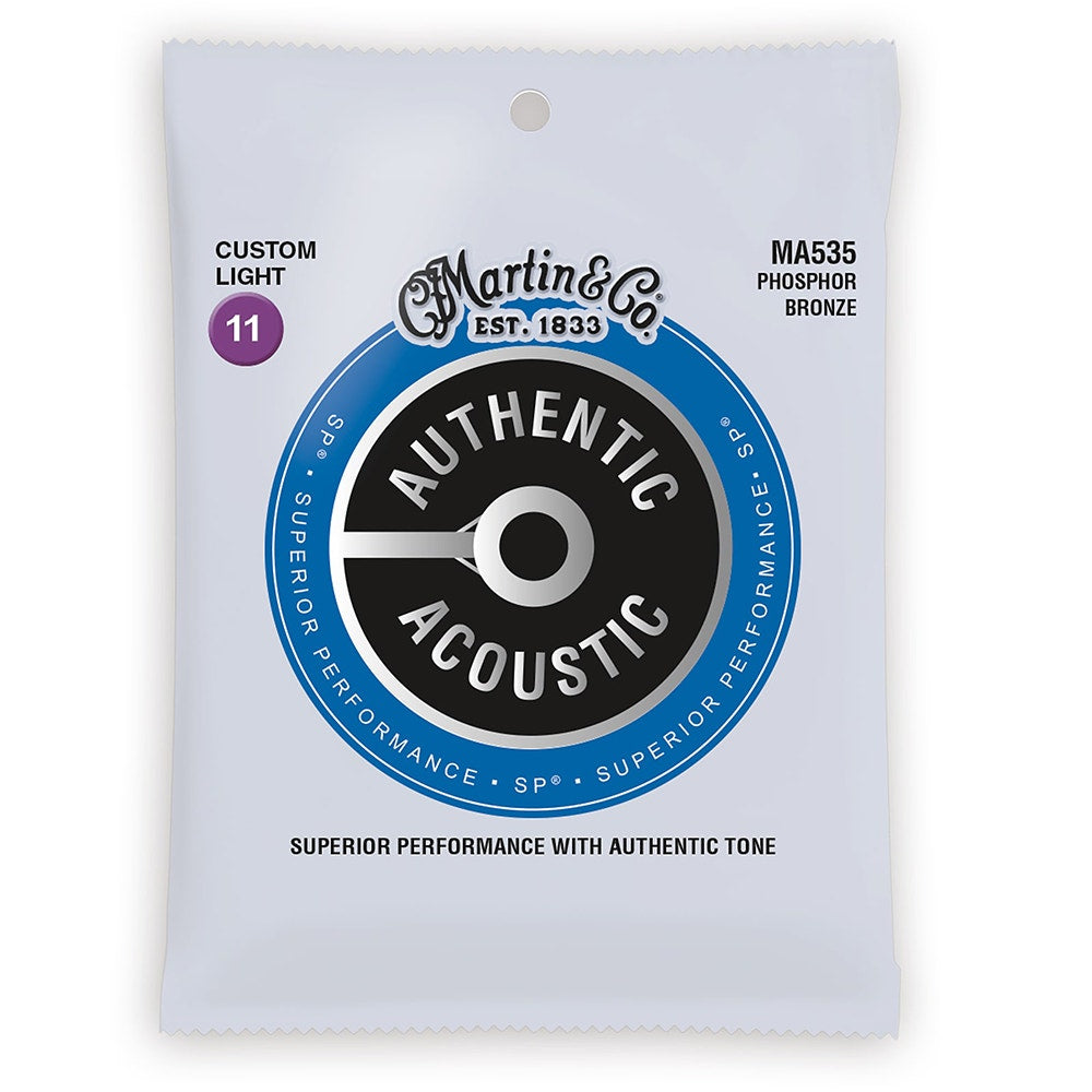 Martin Authentic SP Phosphor Bronze Acoustic Guitar Strings Custom Light MA535