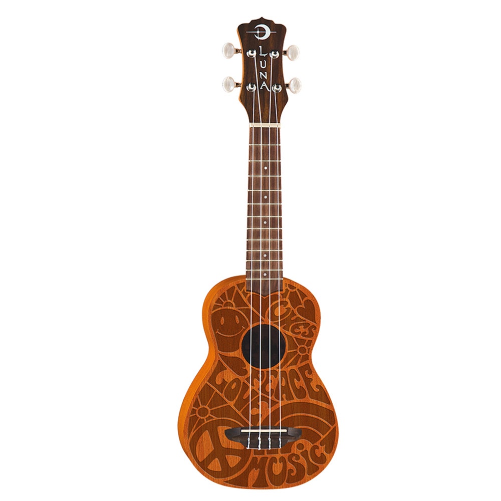 Luna UKE PCE Love Peace Mahogany Soprano Ukulele