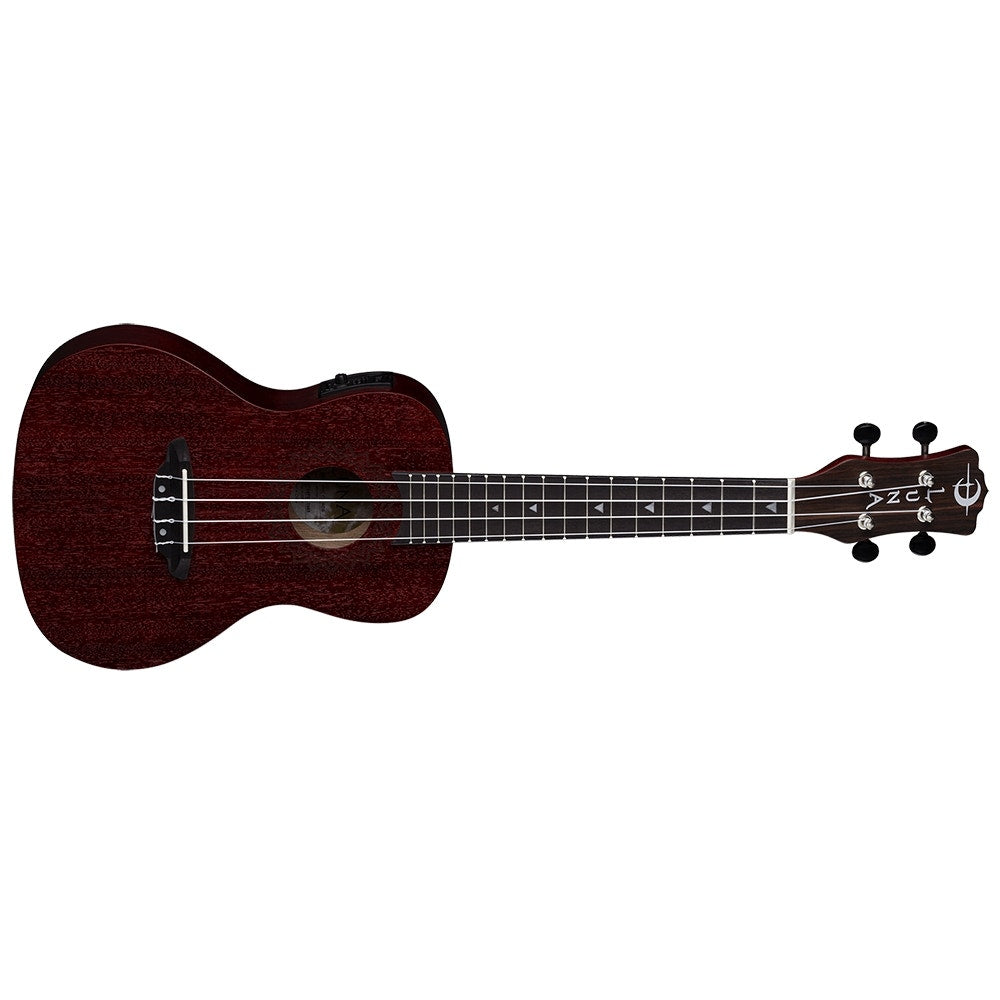 Luna Uke Vintage Mahogany Acoustic-Electric Ukulele, Concert - Red Satin (Non-Cutaway)