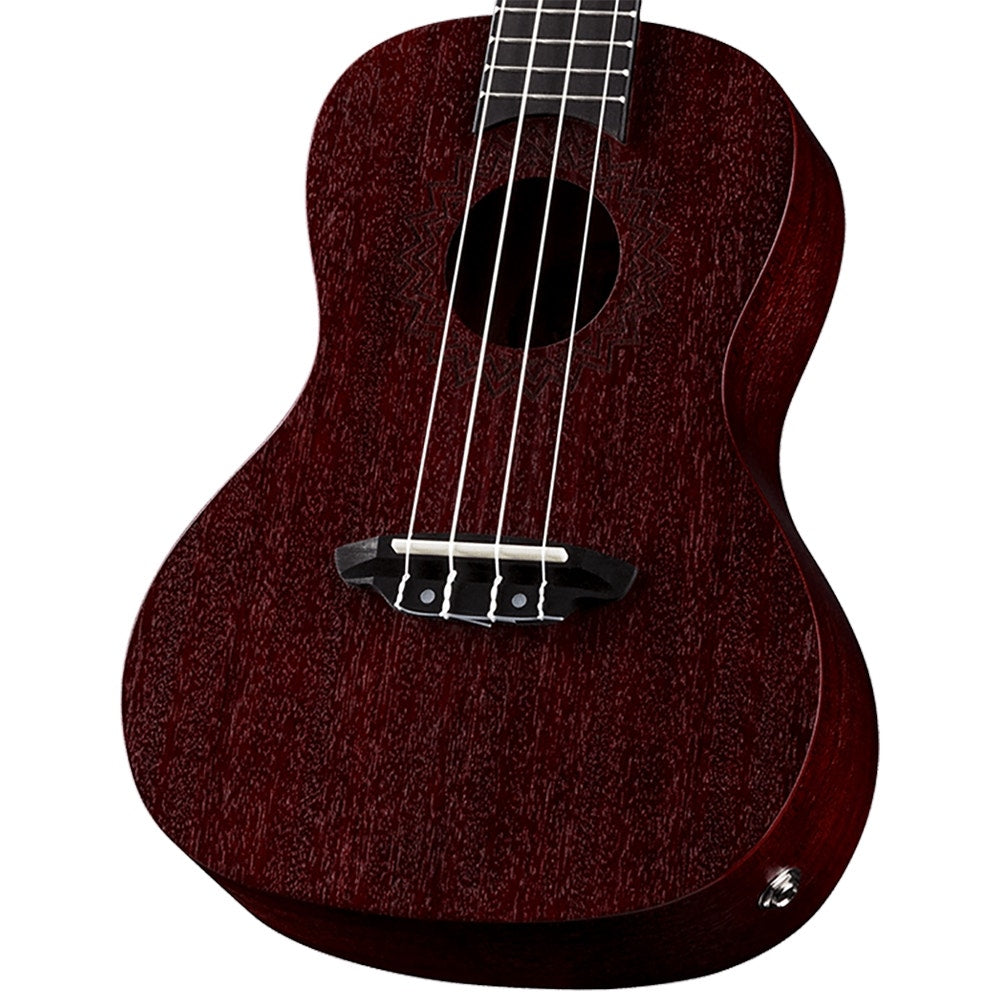 Luna Uke Vintage Mahogany Acoustic-Electric Ukulele, Concert - Red Satin (Non-Cutaway)