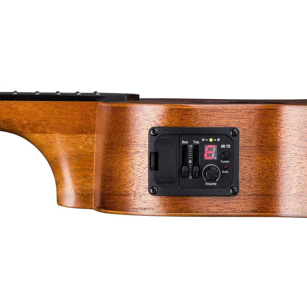 Luna Uke Vintage Mahogany Electric Acoustic Ukulele, Soprano, Natural