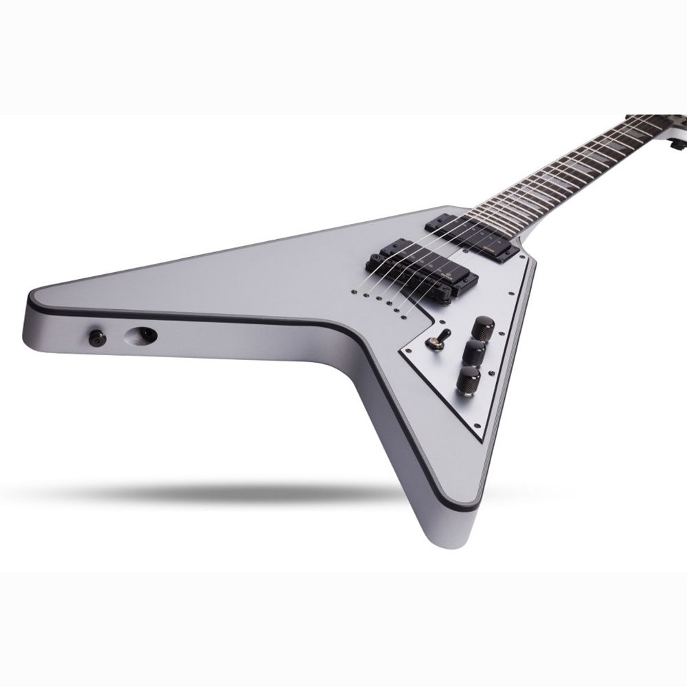 Schecter V-1 Platinum Electric Guitar with EMG Pickups - Satin Silver