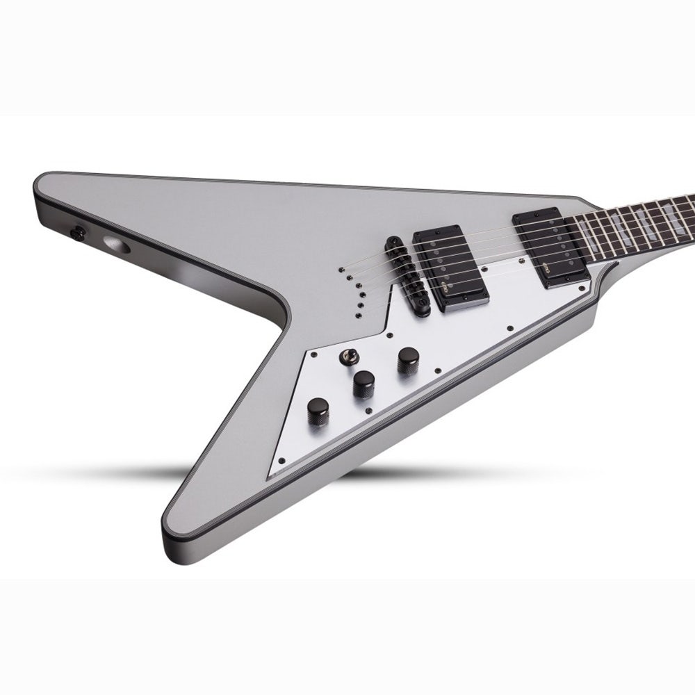 Schecter V-1 Platinum Electric Guitar with EMG Pickups - Satin Silver