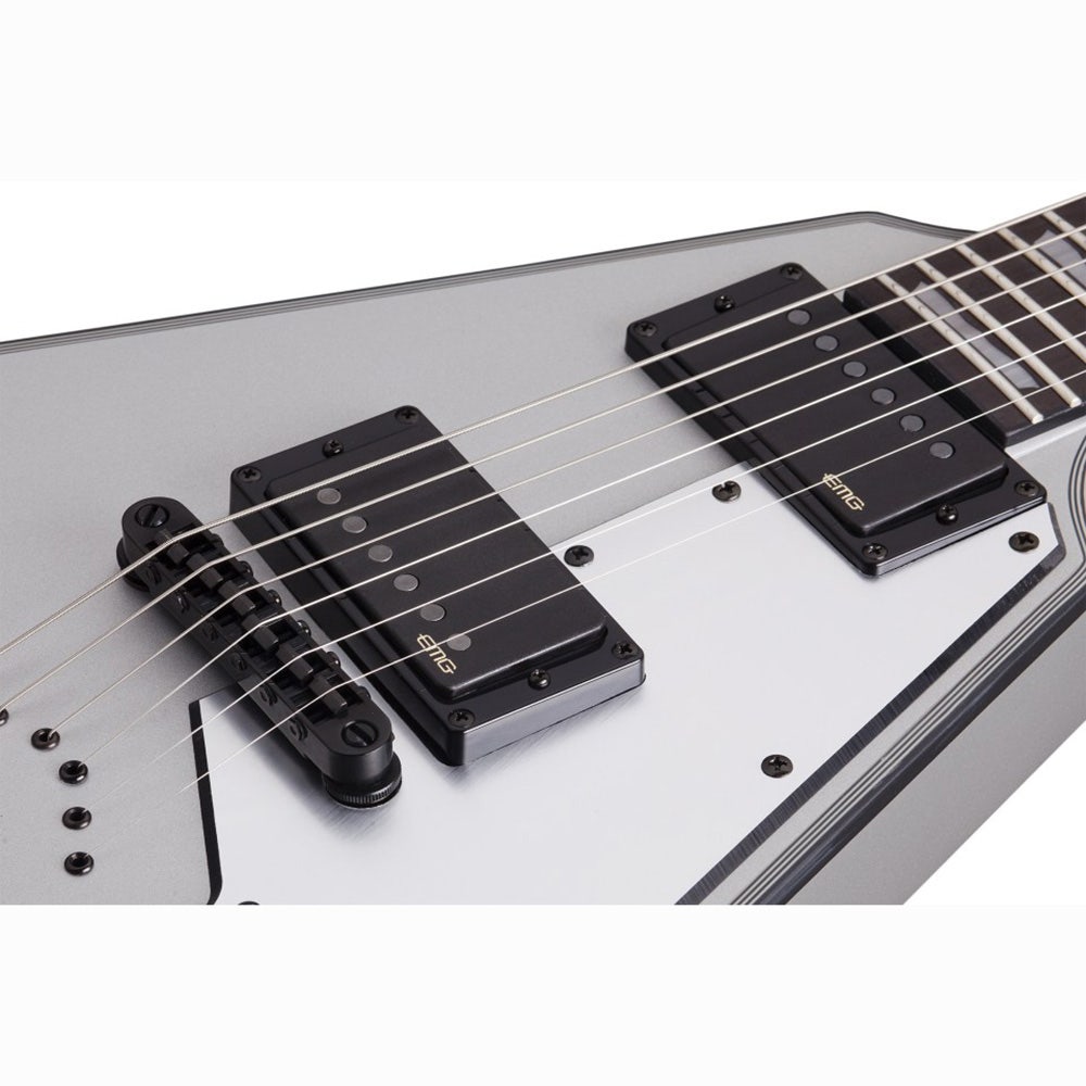 Schecter V-1 Platinum Electric Guitar with EMG Pickups - Satin Silver