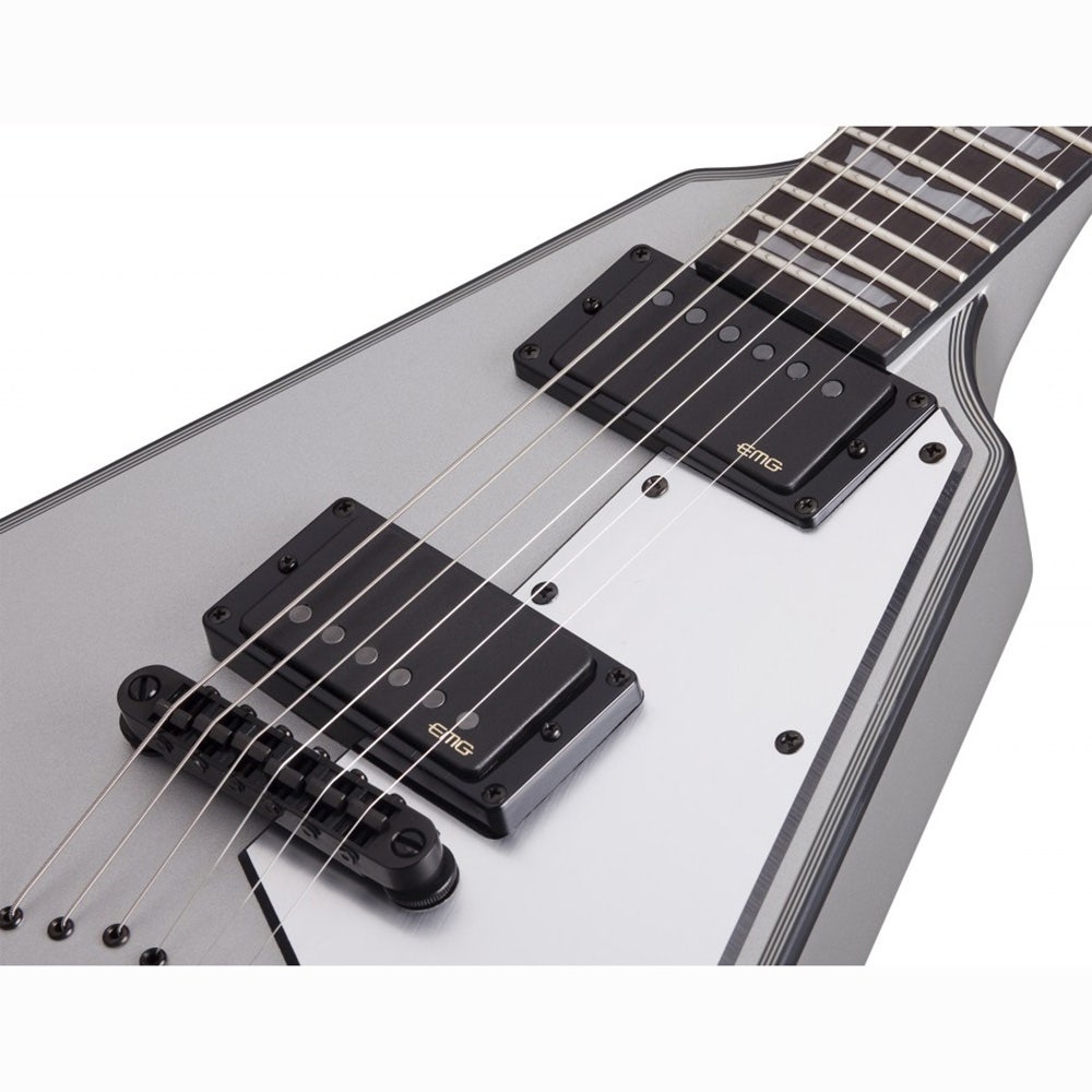 Schecter V-1 Platinum Electric Guitar with EMG Pickups - Satin Silver
