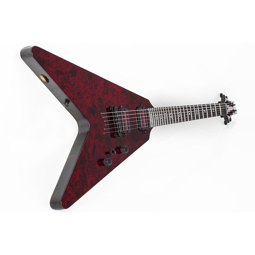Schecter Guitars 3053 V-1 Apocalypse Electric Guitar, String-Through, Red Reign
