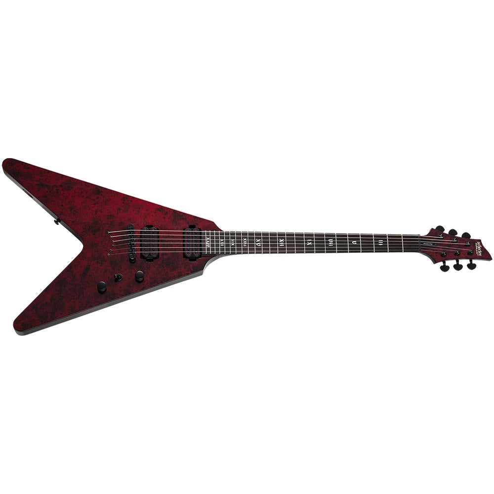 Schecter Guitars 3053 V-1 Apocalypse Electric Guitar, String-Through, Red Reign