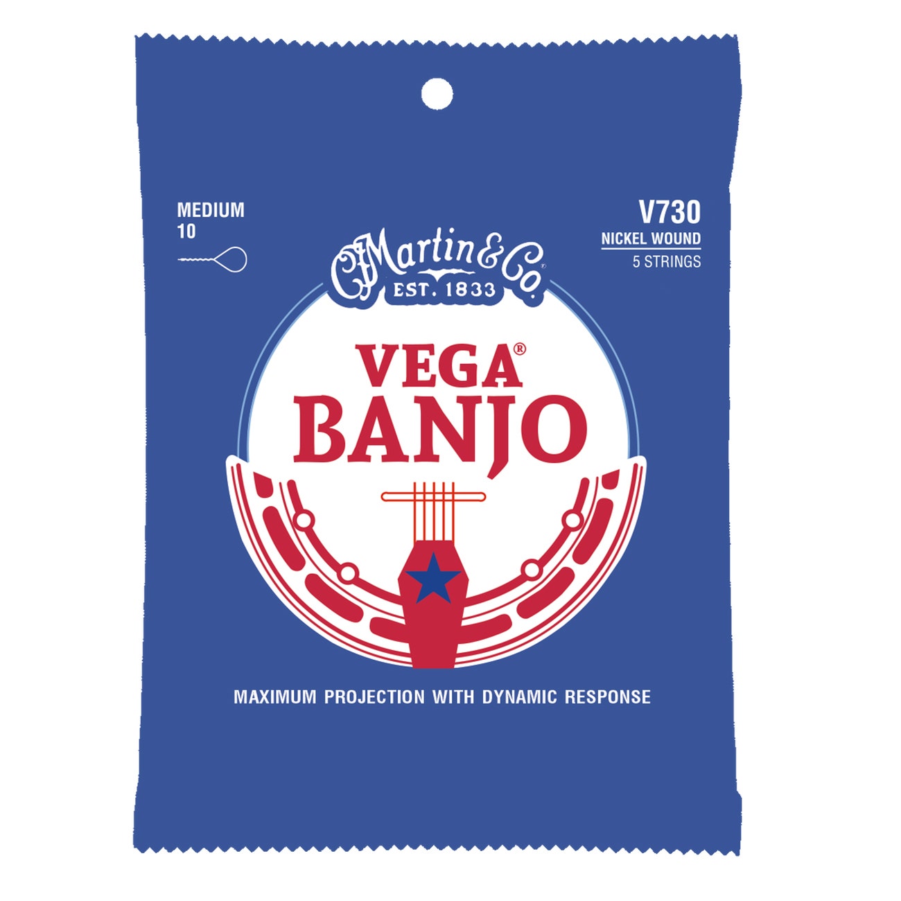 Martin V730 Vega Banjo Strings, 5-String, Medium (10-23)