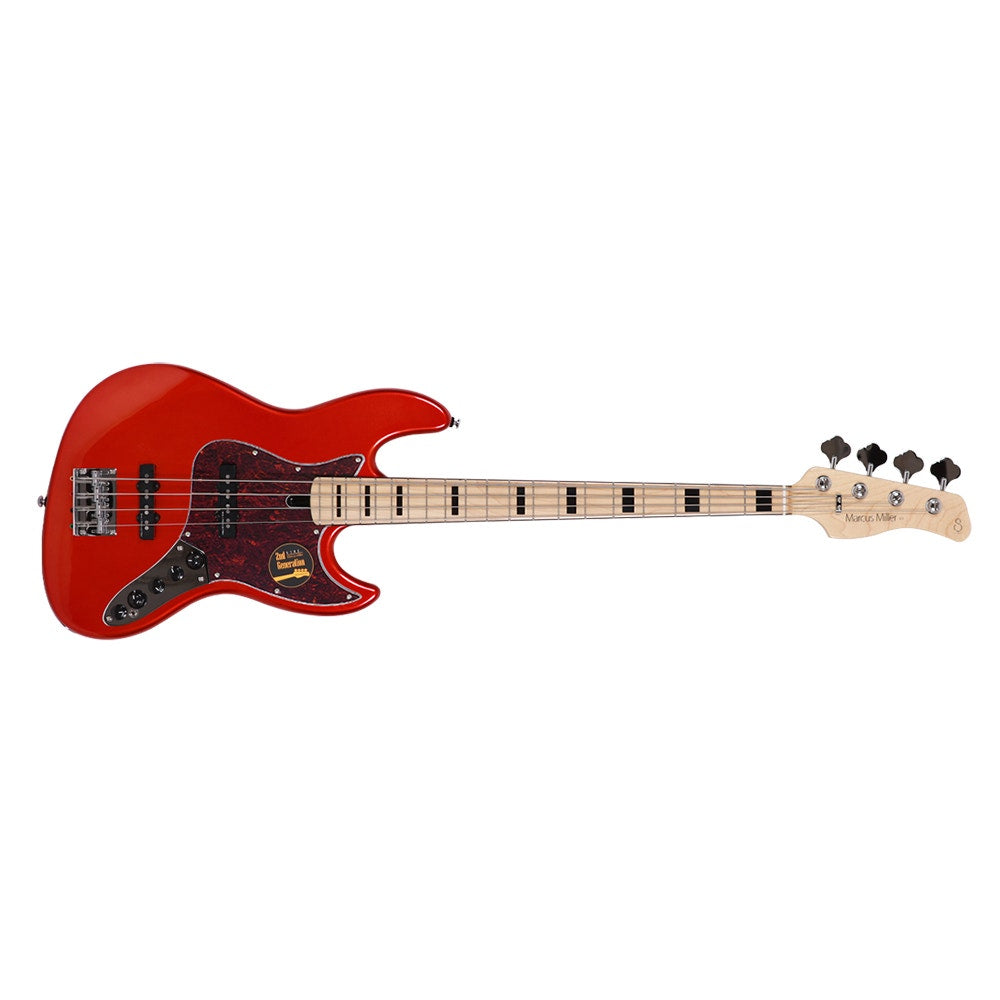 Sire Marcus Miller V7 Vintage 2nd Gen Bass Guitar, 4-String, Swamp Ash, BMR, Bright Metallic Red w/ Bag