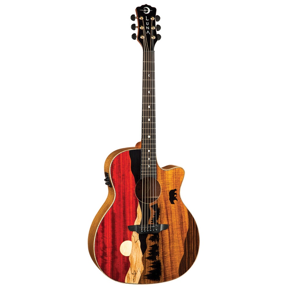 Luna VISTA BEAR Grand Auditorium Acoustic/Electric Guitar with Hard Case